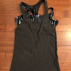 Lululemon charcoal/aqua tank with built in bra